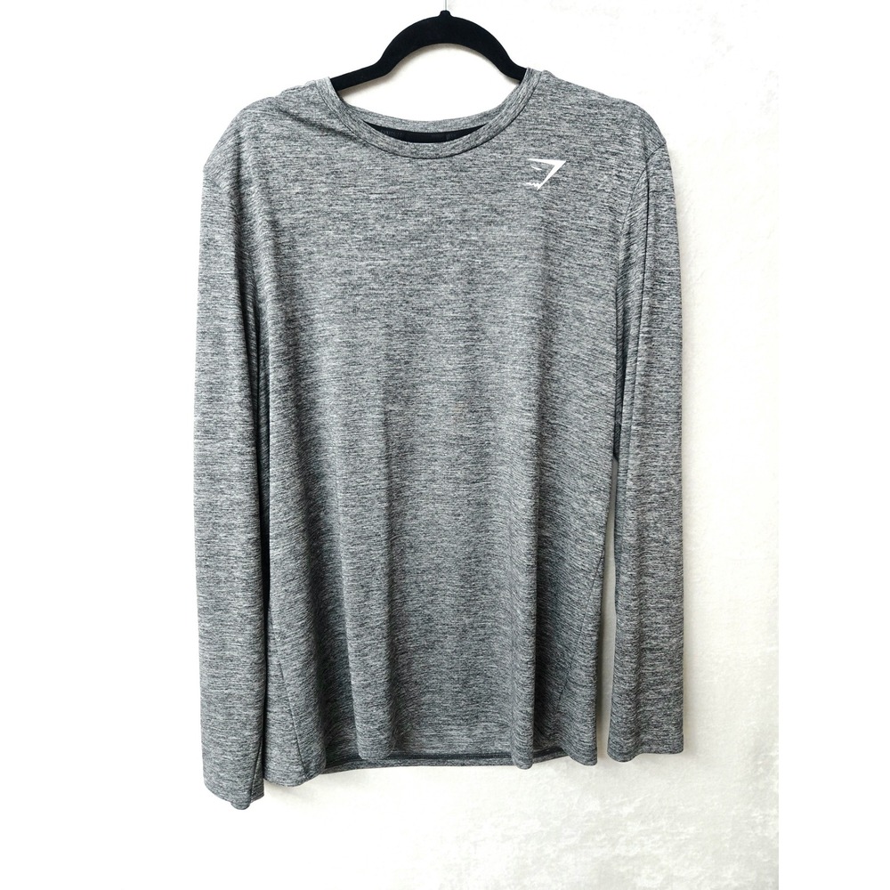 Gymshark Mens Arrival Long Sleeve T-Shirt Grey Marl XL Activewear Training Top